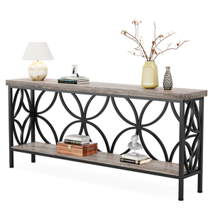 Tribesigns ferme moderne 2 étagère industrielle vintage gris long canapé <span class=keywords><strong>console</strong></span> <span class=keywords><strong>table</strong></span> derrière canapé - Product Image 2