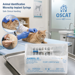 Seringue d'implantation de microchip d'identification animale OSCAT FDX B, équipement vétérinaire pour animaux de compagnie, seringue d'implantation de microchip pour chats et chiens - Product Image 1