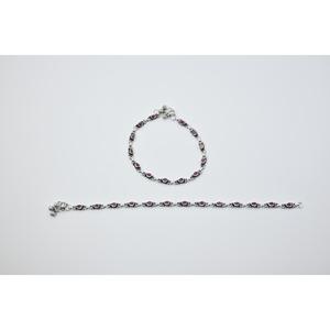 Bracelet de cheville Payal tibétain vintage oxydé avec améthyste en forme de goutte d'eau sertie à la griffe, bijou pour femme, cadeau - Product Image 1