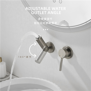 Jestar Minimalist Brushed Nickel All Copper Wall Mounted Basin Faucet Single Handle Hot Cold Water Universal Folding - Product Image 1