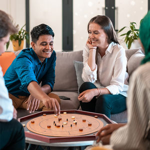 Inean gỗ crokinole Hội Đồng Quản trị trò chơi 3-in-1 cờ vua cờ backgammon đặt mancala từ đánh bóng Ludo đa chức năng óc chó - Product Image 6