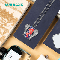 Subbank süblimasyon fotoğraf Metal alet kolye daire melek kanadı kolye süblimasyon kolye boşlukları