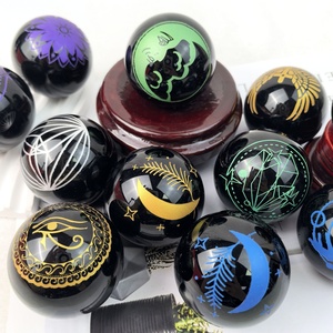 Bola de esferas de cristal de obsidiana negra pulida de alta calidad con patrón artesanías de cristal de piedra cruda para regalos decorativos - Product Image 1