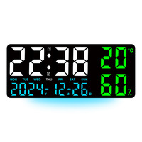Nouvelle Horloge Électronique Numérique LED USB Multifonctionnelle Simple à Suspendre pour Bureau, avec Affichage de la Température et de l'Humidité, Grandes Chiffres et Veilleuse