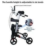 Chariot de marche pliable et léger avec siège et accoudoirs, adapté à une utilisation en extérieur par les personnes âgées et les personnes handicapées