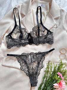 Lencería Sexy de Encaje Elegante para Mujeres, Conjunto Íntimo Transparente con Diseño Floral, Sensual y Exótico - Product Image 4
