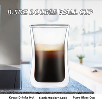 Tasse à café, latte, cappuccino ou thé en verre à double paroi minimaliste de 8,5 oz pour la rentrée scolaire