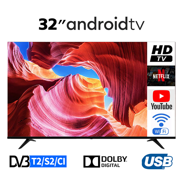 Smart TV 32-100 Inch 4K UHD LED Android TV with Built-In Speaker WiFi Bluetooth Frameless Flat Screen TV for Home & Hotel Use