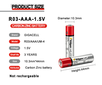 Batería de Zinc de 1.5v R03 Tamaño Aaa Ultra Resistente con Diseño a Prueba de Fugas Ideal para Controles Remotos, Juguetes y Relojes