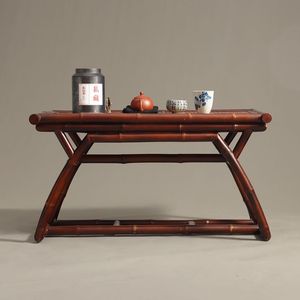 Mesa de Té de Bambú Plegable, Color Bambú Rojo, Estilo Ming, Mesa de Café, Accesorios para la Ceremonia del Té - Product Image 3
