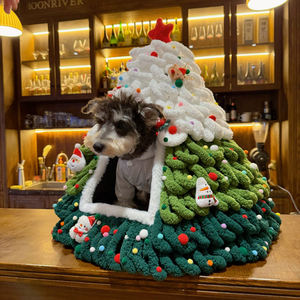 Nyaman buatan tangan rajutan hewan peliharaan keluarga dekorasi Natal merasa hewan peliharaan kucing rumah anjing DIY pohon Natal tempat tidur kucing - Product Image 3