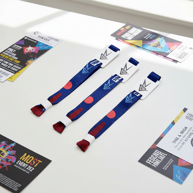 Promotional High Quality UHF NFC RFID Woven Ribbon Wristband with Custom Logo Adjustable Lock Ecofriendly for Festival Events