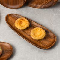 Creatieve Acacia Trays Sets Op Maat Gemaakt Ontwerp Rond Onregelmatig Ovaal Serviesgoed Massief Houten Borden Voor Fruit Dessertbrood