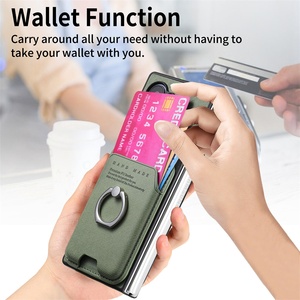 Funda Magnética de Cuero con Tapa para Samsung <span class=keywords><strong>Galaxy</strong></span> Z Fold7 Fold6 Fold5 con Soporte de Anillo para Tarjetas, Textura Grabada y Cubierta Protectora - Product Image 2