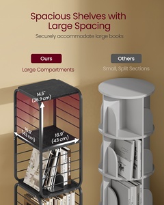 Étagère d'<span class=keywords><strong>angle</strong></span> rotative à 4 niveaux pour métal avec serre-livres, bibliothèque moderne multifonctionnelle sur pied - Product Image 4