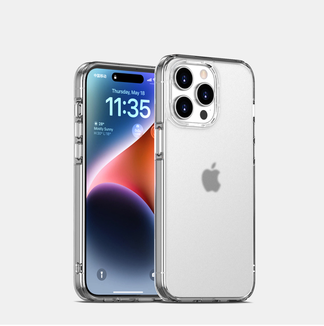 Shockproof Bumper Frosted Transparent TPU+PC Hot Stamping Cell Phone Case with Holster for 15 Pro Max