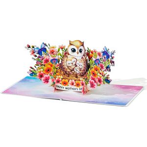 Owl Pop Up Mother's Day Card 3D Flowers Greeting Card for Mum Wife <b>Sister</b> Girl Birthday Valentine - Product Image 5