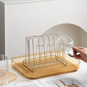 Support à tasses de luxe en acier inoxydable, capacité 6 tasses, drainage inversé, organisateur de cuisine, étagère de rangement multifonction - Product Image 4