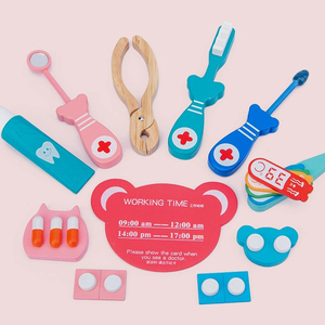 Custom fingere il gioco piccola simulazione medico medico fortunato ragazzi giocattoli Set per bambini in legno medico Kit giocattolo per bambino - Product Image 1