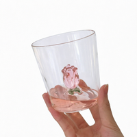 Verre à vin transparent unisexe en forme de cœur 3D haut de gamme, motif rose, résistant à la chaleur, simple paroi, grande capacité
