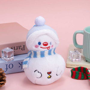 Low MOQ Xmas Blue <b>Hat</b> Snowman Keychain Toy Cartoon Plush Toys 4inch Stuffed <b>Animal</b> Toys Claw Machine Toys <b>for</b> Kids Party Bag - Product Image 1