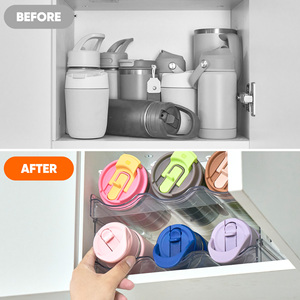 Stackable Four-Layer Transparent PP Plastic Tableware & Beverage Storage <b>Rack</b> with Large Capacity <b>for</b> Kitchen Cabinet Fridge - Product Image 5