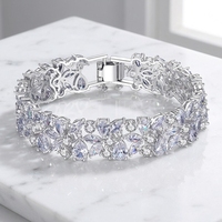 Bracelet manchette large en laiton et zircon de luxe, tendance pour femme, idéal pour mariage, fiançailles, bijoux de mode, cadeau de mariage - Collection 2026