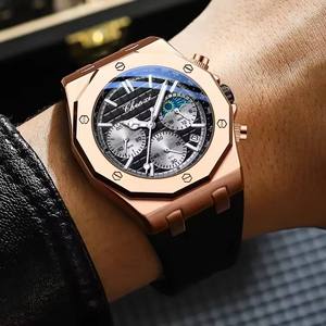 Reloj de Cuarzo Multifuncional CHENXI 968 para Hombre, con Tres Esferas, Seis Agujas, Calendario, Resistente al Agua, Correa de Silicona para Uso Diario - Product Image 4
