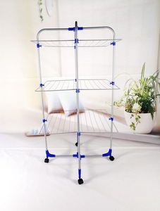 Nhà Máy Trực Tiếp Bốn Lớp Có Thể Gập Lại Kim Loại Trong Nhà Dọc Giặt Lưu Trữ Đứng Treo Quần Áo Giá Để Sấy Quần Áo - Product Image 2