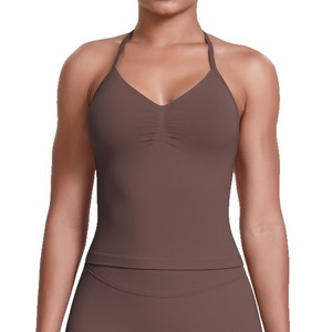 Débardeur <span class=keywords><strong>tricot</strong></span>é uni à dos nu, short de course et de fitness, vêtements de yoga - Product Image 5