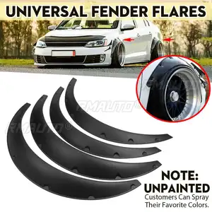 Universel 4 pièces Flexible voiture roue garde-boue fusées Kits de corps Extra large corps garde-boue pour Ford pour Mustang pour Focus pour Fiesta