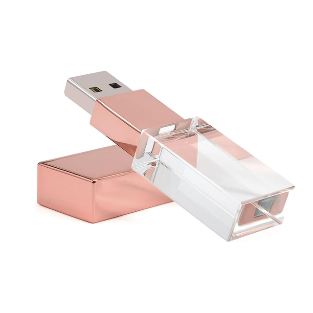 Crystal Transparent USB 2.0 Flash Drive LED Light Memory Stick Waterproof Wedding Gift Thumb Drive