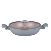 Set panci masak aluminium anti lengket, Set panci masak lapisan granit, panci sup dengan tutup kaca