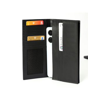 Handmade <b>Long</b> <b>Wallet</b> Black Leather Multi-Card Holder Fold Closure Unisex Minimalist Design - Product Image 3