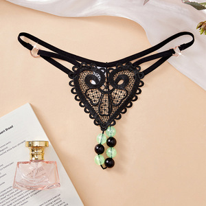 Tanga Sexy de Encaje Ding Zhi Mei, Triángulo Negro sin Costuras, Lencería Femenina con Cuentas, Estilo Europeo - Product Image 1