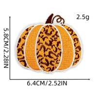 Applique d'automne brodée à motif léopard et patch de citrouilles à carreaux pour la décoration de vestes en jean et de sacs à dos, vente en gros