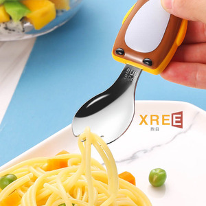 304 ensemble de fourchette et de cuillère pour enfants fourchette et cuillère pour aliments supplémentaires pour bébé vaisselle à manche court en acier inoxydable - Product Image 4