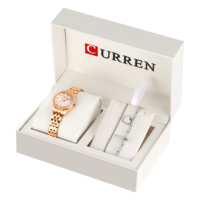 Ensemble de 2 montres de luxe pour femmes CURREN 9086, bracelet en alliage, montre-bracelet à quartz pour femmes, bracelet en alliage avec strass, cadeau pour femmes