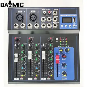 Factory BT USB sound interface 4CH 7 channels Mini audio Mixer for home karaoke computer live recording