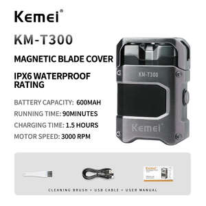 Rasoir électrique pour <span class=keywords><strong>homme</strong></span> KEMEI Km-T300, 600 mAh, 3000 tr/min, double lame, étanche IPX6, design robot cool, mini-<span class=keywords><strong>tondeuse</strong></span> à <span class=keywords><strong>barbe</strong></span>, vente en gros, CE - Product Image 2