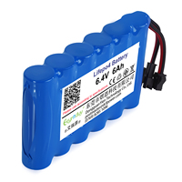 6.4V 6Ah 38.4Wh Baterai Lithium Ion LiFePO4 Kustom Model Side-by-side dengan BMS untuk Sistem Keamanan Lampu Taman Tenaga Surya OEM ODM 0~55