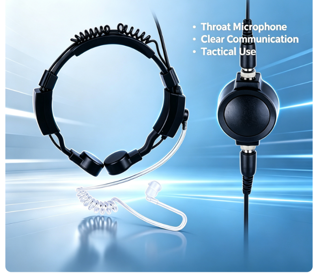 Throat Control Microphone with Communication Function Tactical Neck Headset with Acoustic Tube Simple comfort Headphone