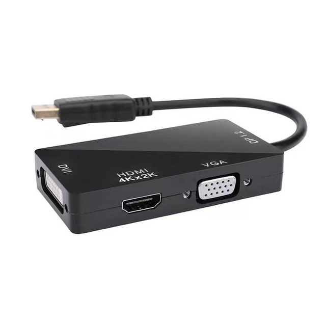DisplayPort to HDTV DVI VGA Adapter 4K 30Hz Output for Multi Monitor Desktop Workstation and Gaming PC Setup