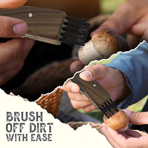 Outil professionnel pour la cueillette des champignons, couteau à truffes en bois, couteau à champignons pliable pour le camping avec brosse - Product Image 3