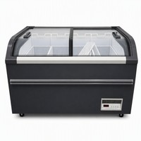 Refrigerador bajo mostrador con tapa de vidrio curvo, vidrio Low-E, verificado por SGS, 15 años de experiencia de fábrica, embalaje de espuma, R290, luz LED, comercial