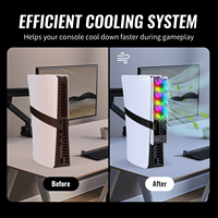 Ventilateur de refroidissement RVB pour PS5 Slim/Pro | Conception à double ventilateur avec fonctionnement silencieux et éclairage personnalisé