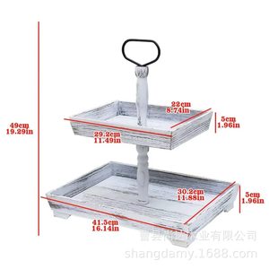 Cross-border wooden base stand tray household three-tier fruit <b>plate</b> nut food simple storage <b>rack</b> - Product Image 3
