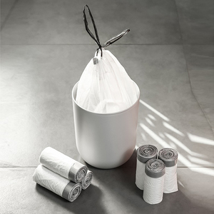 Tái chế HDPE LDPE nhựa Tie vẽ chuỗi túi rác nhiệm vụ nặng nề Thùng rác lót nhà thầu dùng một lần PE dây rút túi rác - Product Image 5