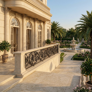 Rampe de balcon décorative en fer forgé noir de style européen, balustrade et main courante pour villa, escalier, terrasse, porche extérieur - Product Image 1