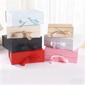 Gift Fold <b>Box</b> Recycled Kraft Folding Gift Packaging Paper <b>Box</b> Manufacturer Folding Gift Paper <b>Box</b> Supplier with Ribbon Bow - Product Image 2
